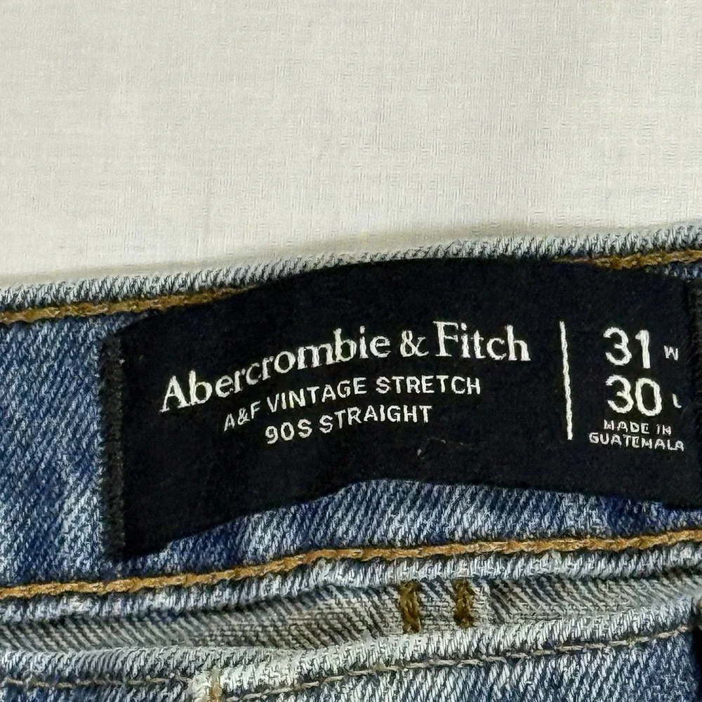 Abercrombie & Fitch 90s Straight Jeans‎ 31x30 Mens Light Wash Vintage Stretch